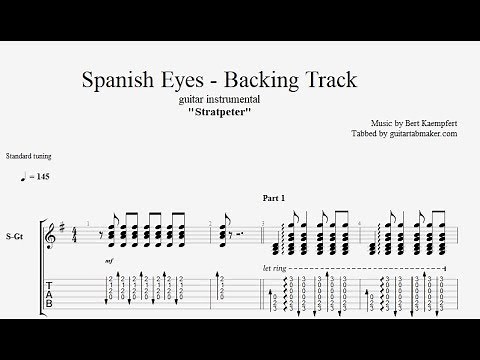 Spanish Eyes backing track - rhythm guitar chords