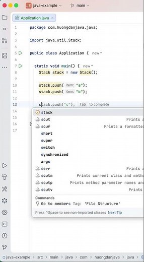 Java Stack Tutorial | Push(), Pop(), and Peek() Explained with Examples #Shorts