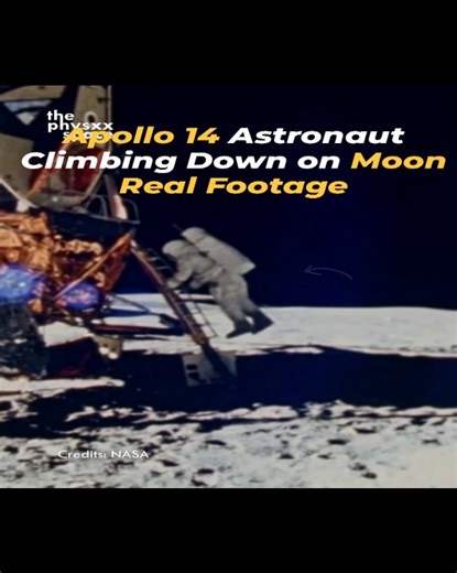 Physxx | Science Website on Instagram: "Real Apollo 14 footage + real audio: Alan Shepard climbs down the Lunar Module ladder and steps onto the Moon at Fra Mauro. 🌕🧑‍🚀 You can hear the tension turn into relief as Houston talks them down—then Shepard answers from another world. 🚀 Not CGI. Not a remake. Just the quietest “first step” you’ll ever hear. 🪜 #MoonLanding #NASA #ApolloProgram #SpaceHistory"