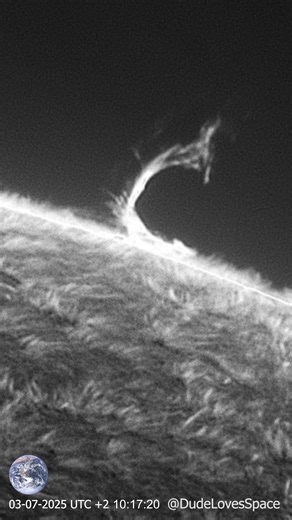 DudeLovesSpace on Instagram: "Amazing Coronal Mass Ejection! CME Seen Through My Solar Telescope #astronomy #space #solarsystem Witness the incredible details of an amazing Coronal Mass Ejection that I captured with my solar telescope setup from my backyard! This time-lapse reveals mesmerizing solar activity through a special filter, the Daystar Quark Chromosphere, bringing you views of solar flares and chromospheric features in exquisite clarity. Equipment Used: Telescope: https://dudeloves.spa