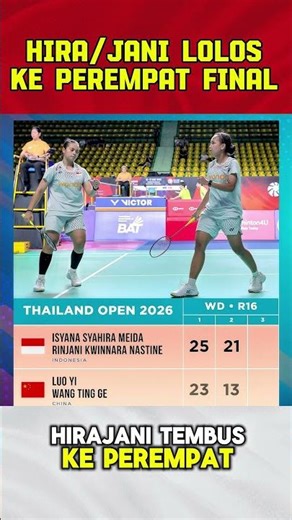 Hira/Jani TEMBUS perempat final Super 500 pertama mereka! 🇮🇩🔥 25-23 21-13 vs China! #HiraJani