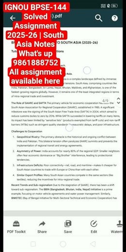 IGNOU BPSE-144 Solved Assignment 2025-26 | South Asia Notes #ignou #ignouassignment