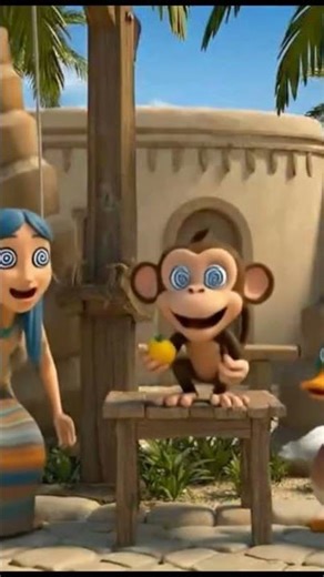 Party in Ancient Egypt! 🎂🐒 #cartoon #animation