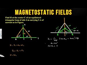 Find H at the center C of an equilateral triangular loop of side 4 m carrying 5 A of current - EM