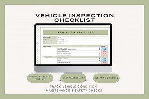 Vehicle Inspection Checklist, Maintenance Log Template (google Sheets) - Etsy Canada