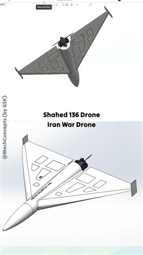 Shahed 136 Drone SolidWorks Model | Iran Kamikaze UAV Mechanism Animation