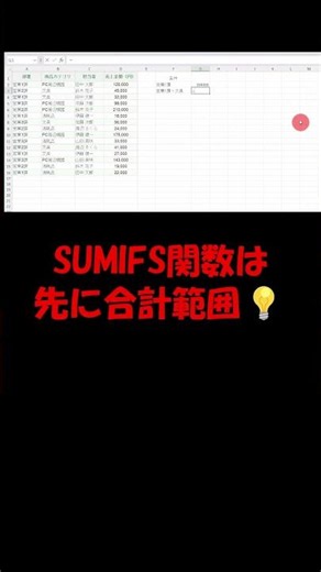 【Excel】SUMIFとSUMIFSの違いって何？引数の順番に注意！