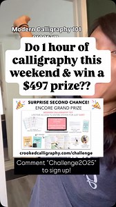 How to enter to win the $497 prize! We’re giving you a surprise second chance to go through our FREE CALLIGRAPHY CHALLENGE lessons… And submit your easy assignments for a chance to win a FREE ENROLLMENT in our Modern Calligraphy 101 program! Comment CHALLENGE2025 for the link to sign up And you’ll get taken to a page where you can instantly access all the lessons! (Seriously you can complete them all in under an hour ) | Crooked Calligraphy | Facebook