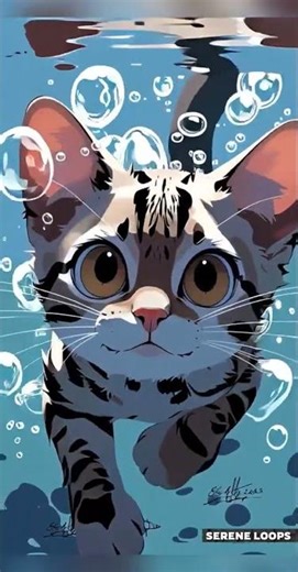 Underwater Cat Cinematic 🐱🌊 | 5-Second Micro Animation | Aesthetic Short