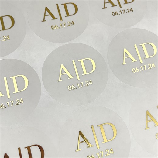 Wedding Monogram Envelope Stickers, Foil Printed Monogram Stickers, Monogram Envelope Seals, Wedding Envelope Seals, Frosted Wedding Sticker - Etsy