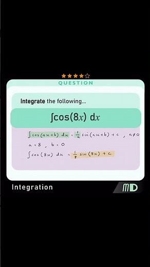 INTEGRATING cos(8x) | INTEGRAL of cos(ax + b) #math #maths #mathematics #mathsshorts #mathstricks