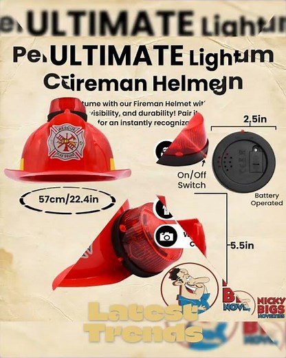 Fireman Plastic Helmet Light Up Firefighter Hat With Siren Costume Accessory