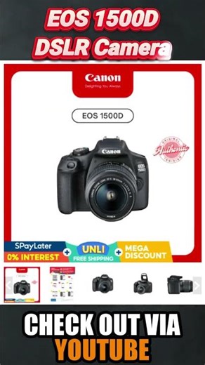Canon EOS 1500D DSLR Camera with 18-55 IS II Lens W/ FREE 32GB SD Card #youtubeshopping