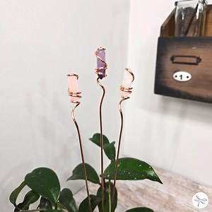 Crystal Plant Stakes, Decorative Sticks for Pots and Planters, Copper Houseplant Accessories, Unique Gratitude Gifts - Etsy