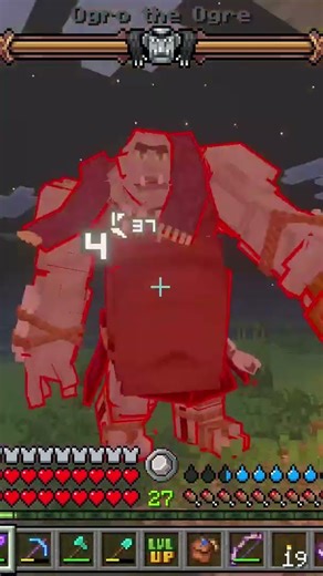 Fight against Hard (red glow) Ogro the Ogre in Minecraft RL Craft