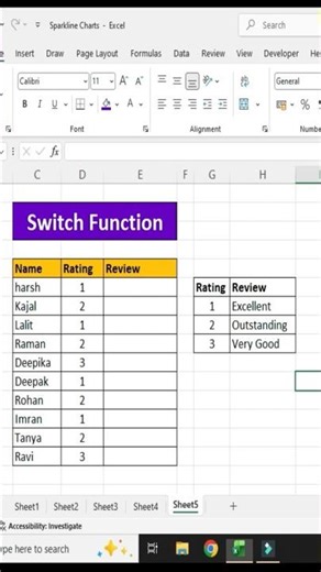 Switch Function in Excel #Excel #exceltips #excelshort #compeduknowledge