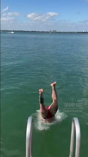 Handsome speedo guy wearing GRAND-AXIS Contrast Swim brief at the lake!
