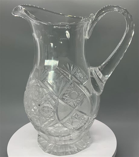 Vintage Cut Crystal Glass Pitcher, Water, Lemonade, Sun Tea - Etsy