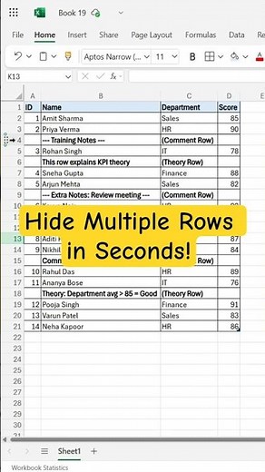 Hide Multiple Rows in Seconds! | Excel Tips & Tricks