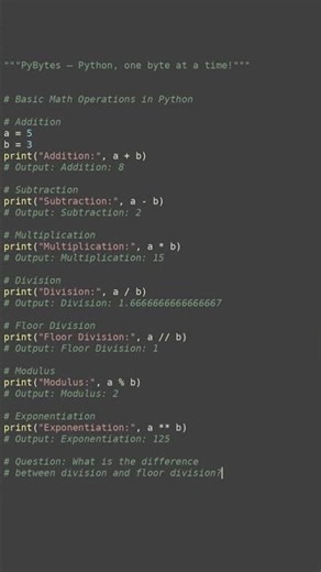math operations basics #python #showcase