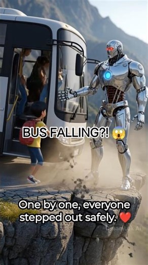 The Robot Saved the Falling Bus! #shorts #shortvideo #cartoon
