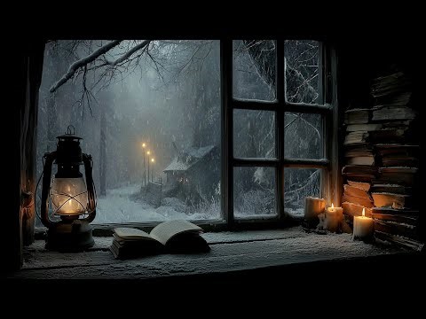 Old Library in Snow – Dark Academia Piano & Candlelight Ambience for Focus ✨