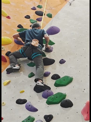 Learning to rock climb. I have been trying to tackle this wall. managed to reach to the top but terrible techniques. is ok still a beginner.i need to improve until it is smooth. #rockclimbing #climbinggym #climbcentral
