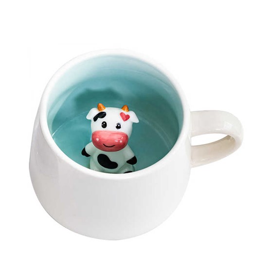 Cute Creative Hand Painted Reusable 3D Animal Mugs Portable Food Grade Anime Ceramic Coffee Mug With Animal Inside