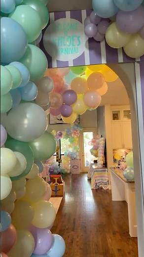 Indoor pastel carnival magic.✨DIY 13th birthday party 💕Every detail made with love. #diypartydecor