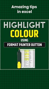 73K views · 1.1K reactions | Highlight colour using format painter button in excel #excel #exceltips #exceltricks #exceltipsandtricks #viral #viralreels #finance #explore #advancedexcenewfunction #msexcelformulas #highlight | Ather Naqvi | Facebook