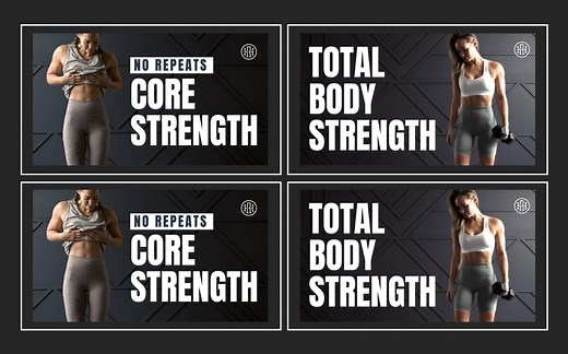 【Heather Robertson】20分钟核心力量+48分钟全身力量训练，无重复腹部运动/哑铃负重，硬核健身！