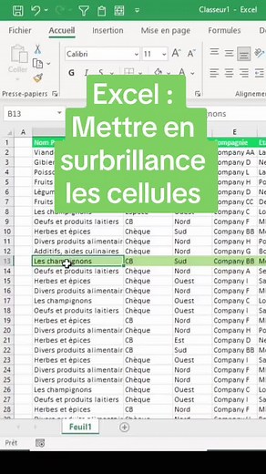 Mettre en surbrillance les cellules sur Excel facilement