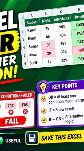 Excel IF + OR Function Explained | Check Multiple Conditions Easily! 🚀