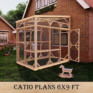 DIY House-attached Catio Plans, Secure Outdoor Cat Enclosure (PDF) - Etsy