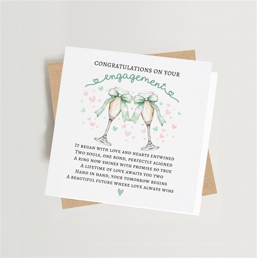 Engagement Poem Card for Couple | Congratulations on Your Engagement Card | Sentimental Keepsake Card - Etsy UK