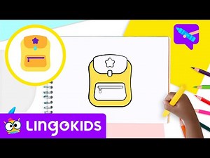 How to draw a SCHOOL BACKPACK 🎒Drawing for kids | Lingokids Crafts