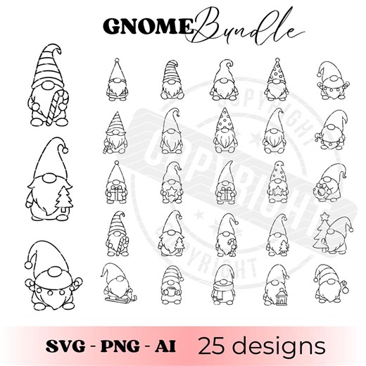 Christmas Gnome SVG Bundle | Cute Gnome Clipart Set | Scandinavian Gnome SVG | Holiday Gnome PNG | Gnome Outline for Cricut & Silhouette - Etsy UK