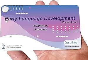 Speech Early Language Development Chart, Morphology, Designed for SLP Speech Language Pathologists. Processed by Age, Speech educational chart, Pocket Charts for SLP, 3 x 5 1/4 inch