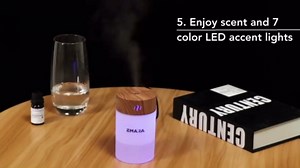 Emara Mini Diffuser for Essential Oils USB Wood Grain LED Lights 260ml, Portable Diffuser for Essential Oils, Ultrasonic Mist Travel Diffuser, Small Essential Oil Diffusers Gift