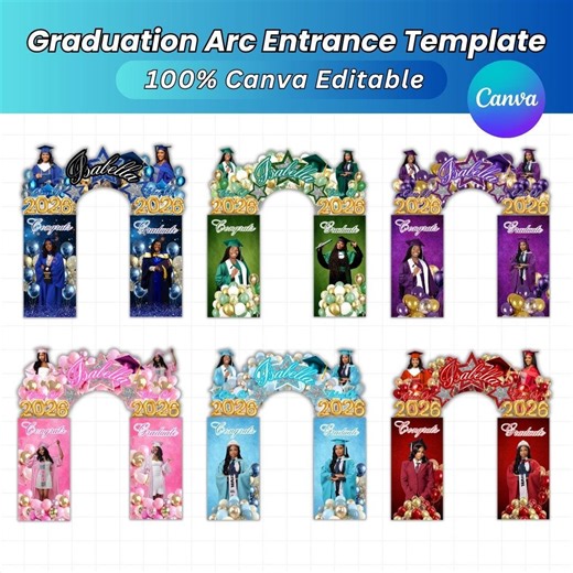 Graduation Arc Entrance Template 2026 | Canva Editable Arch Backdrop Design | Custom Grad Photo Booth Frame | Senior Party Decoration - Etsy