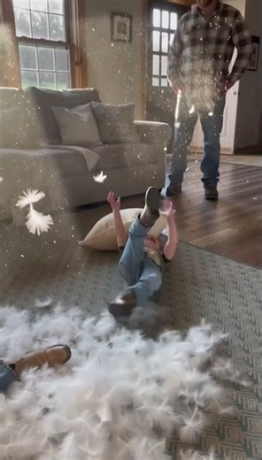 This pillow fight got out of hand #siblings #viral #funny