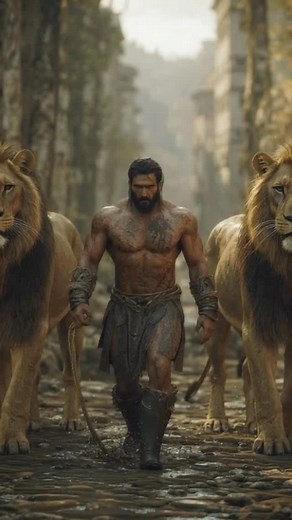 Prompt: A powerful, muscular **Greek man in his pure, unclothed...