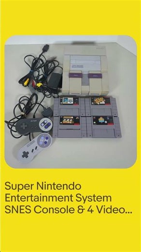 Super Nintendo Entertainment System SNES Console & 4 Video Games Bundle Tested