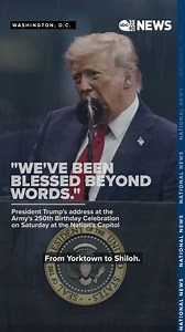 "Thanks to their extraordinary service and devotion, 250 years later, America stands tall, America stands proud, and America stands free." President Trump at the Army's 250th Birthday Parade on Saturday. #news #trump #national | ABC 33/40
