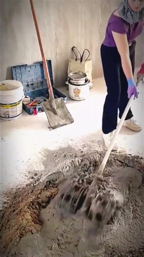 Mixing Concrete by Hand at Home 🧱 | Real DIY Construction Work 💪 #ConcreteMixing #Shorts