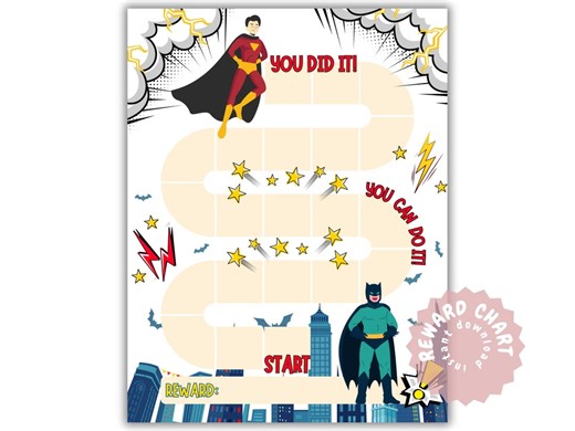 Superhero Reward Chart Printable for Kids | Behavior Chart, Potty Training Chart, Routine Chart, Positive Reinforcement - Etsy