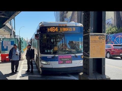 First days of the T464 Q shuttle bus 2011 New Flyer XD40 #4880 leaving Coney Island