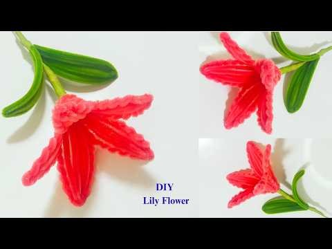 DIY Lily Flower | How to make Lily Flower with Pipe Cleaner | Chenille Stem tutorial Flower