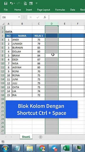 SHORTCUT HAPUS KOLOM DI EXCEL