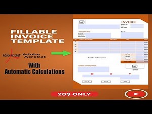 Fillable PDF Sales Invoice Template Design 6 | Editable PDF with Auto Tax & Total #fillablepdf